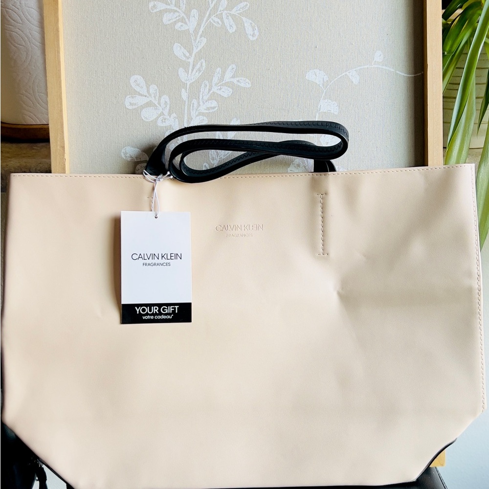 Calvin Klein Cream and Black Tote